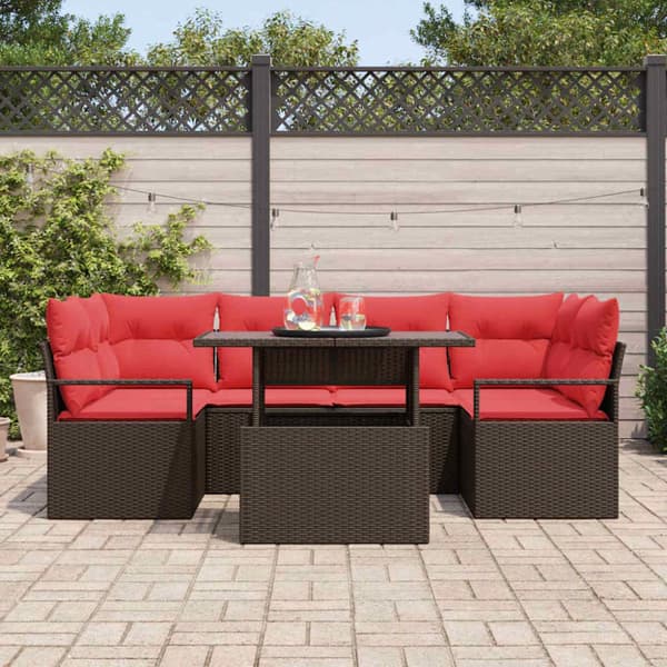 Trädgårdsoffset 7 st Brun Poly rattan