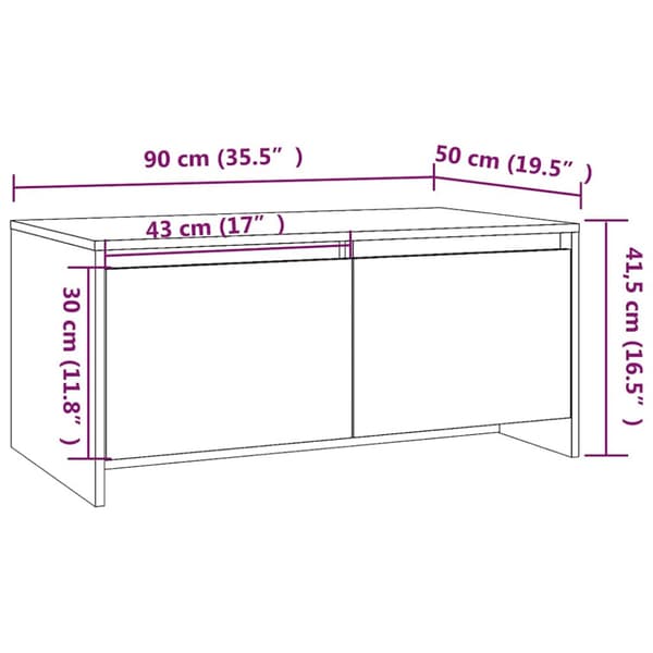 Soffbord vit 90x50x41,5 cm konstruerat trä