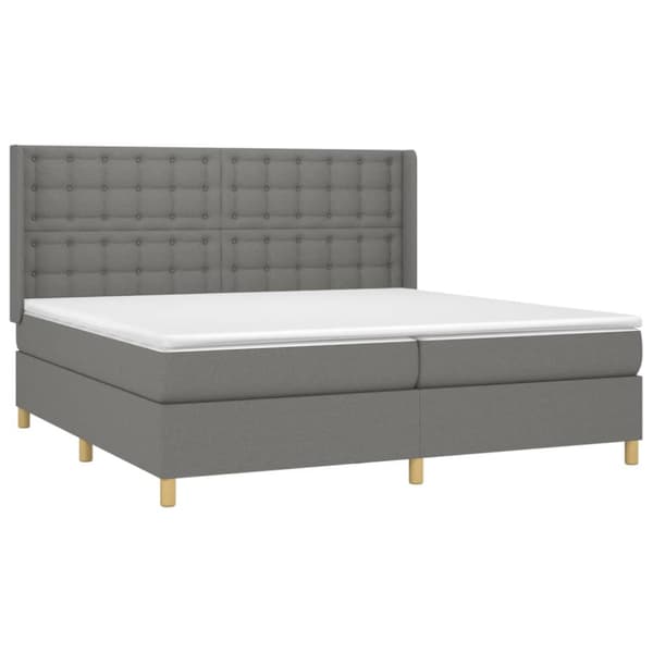 Ramsäng med madrass mörkgrå 200x200 cm tyg