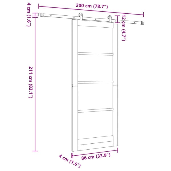 Skjutdörr 86 x 211 cm Konstruerat trä Vit