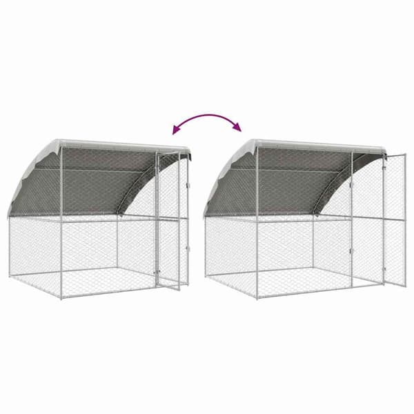 Hundbur med lagring 2 pcs Silver 4 x 2 x 2 m Galvaniserat stål