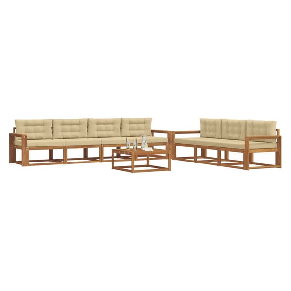 Utomhussoffset med kudde 8 pcs Naturlig och Beige