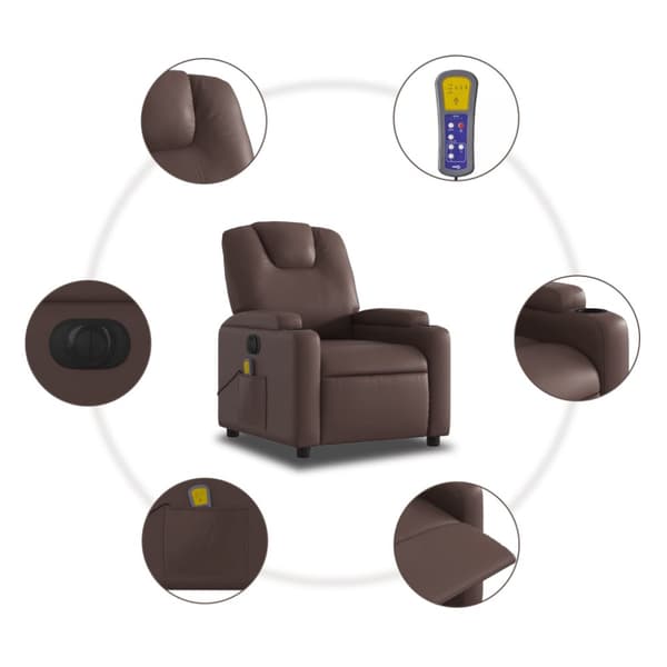Elektrisk massagefåtölj brun konstläder