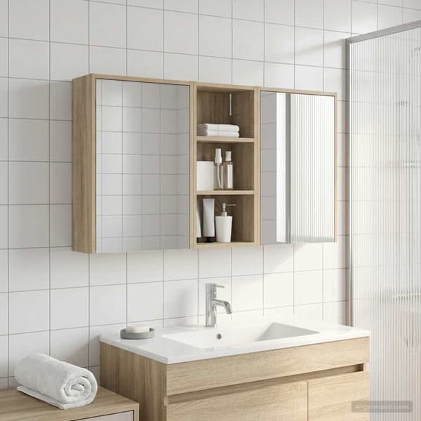 Badrumsskåpsset 3 st 116 x 16 x 62,5 cm Konstruerat trä