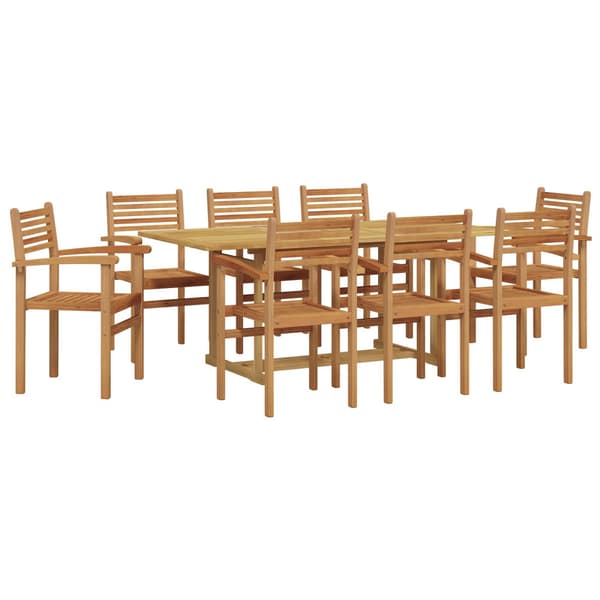 Trädgårdsmöbelset 9 pcs Brun Massivt teakträ