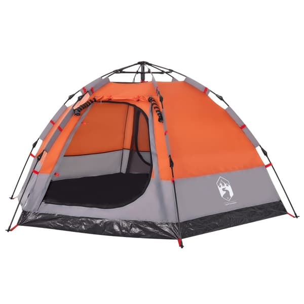 Campingtält 4 personer grå och orange snabbrest