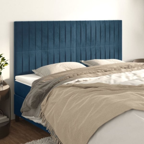 Huvudgavlar 4 st mörkblå 100x5x78/88 cm sammet