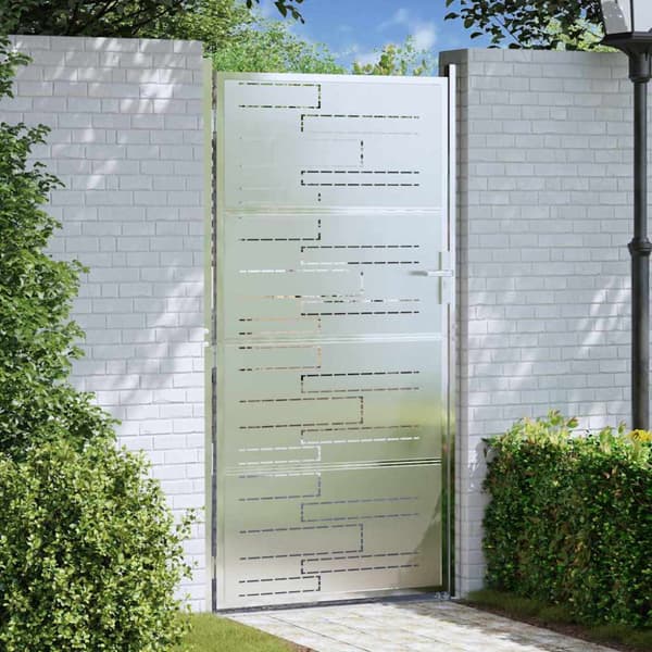 Trädgårdsgrind 85 x 196 cm Rostfritt stål Silver Låsbar