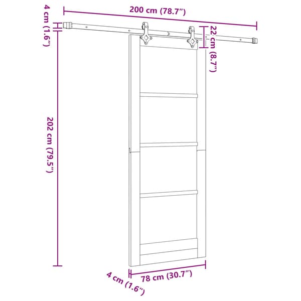 Skjutdörr 78 x 202 cm Konstruerat trä Vit