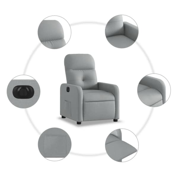 Elektrisk reclinerfåtölj ljusgrå tyg