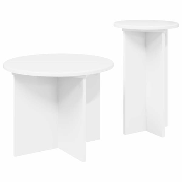Sidobordsset med lagring 2 pcs Vit Konstruerat trä