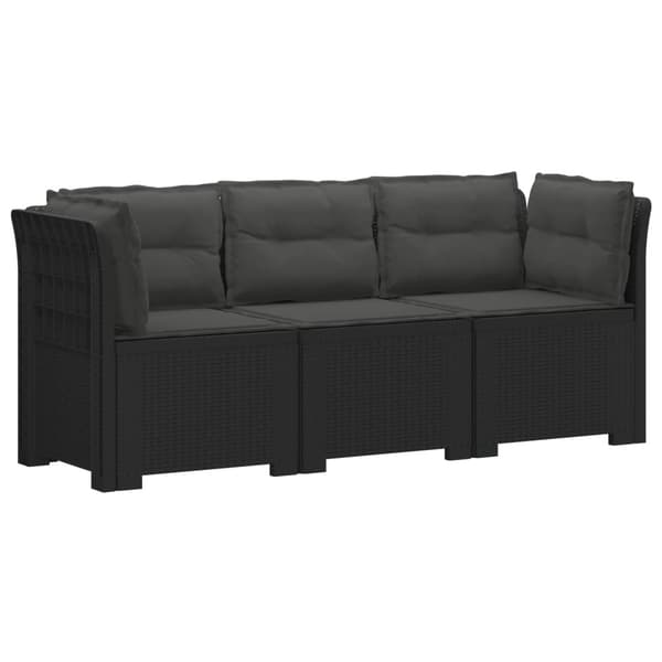 3-sits trädgårdsoffa med kuddar Rattan-look PP Antracit