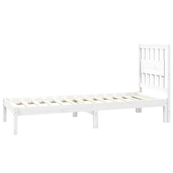 Sängram vit massivt trä 75x190 cm