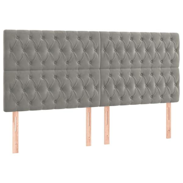 Ramsäng med madrass ljusgrå 180x200 cm sammet