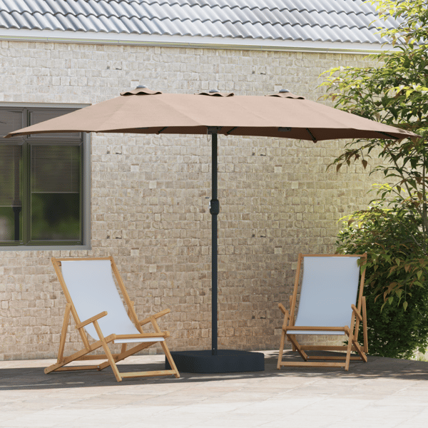 Trädgårdsparasol Taupe 385 x 209 x 244 cm Polyester