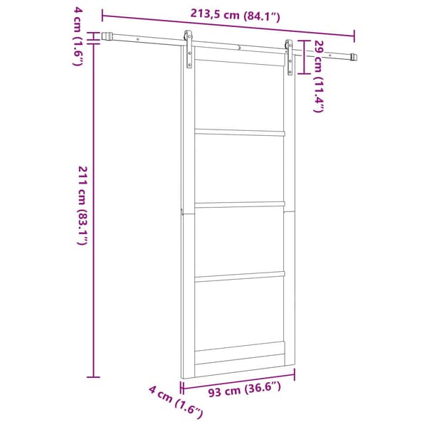 Skjutdörr 93 x 232 cm Konstruerat trä Vit och svart