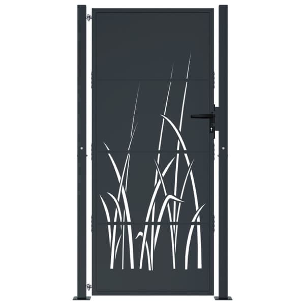 Trädgårdsgrind antracit 100x200 cm stål gräsdesign