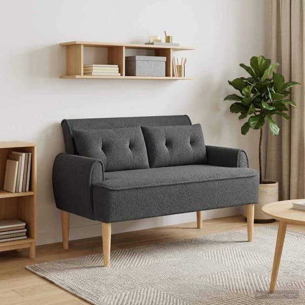 Loveseat med knapprapport Mörkgrå 117 x 67 x 77 cm Bouclé