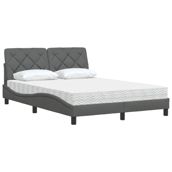 Bed with Mattress Dark Grey 120x200 cm Fabric