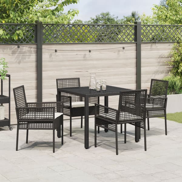 Trädgårdsmöbelset 5 pcs Svart konstrotting