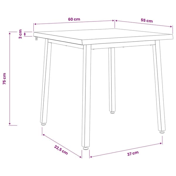 60 x 55 x 75 cm Massivt Akaciaträ Vit Rektangulär