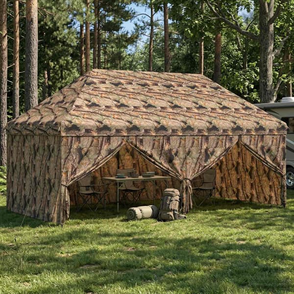 Pop-up Gazebo med 4 Sidoväggar 3 x 6 m Skogs camo