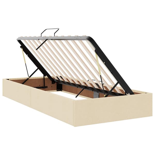 Förvaringssäng med madrass Gräddvit 100 x 200 cm Sammet