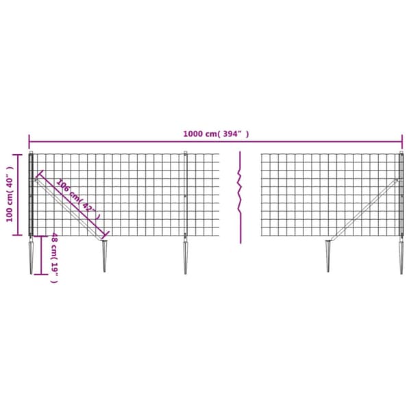 Stängsel med markspett antracit 1x10 m