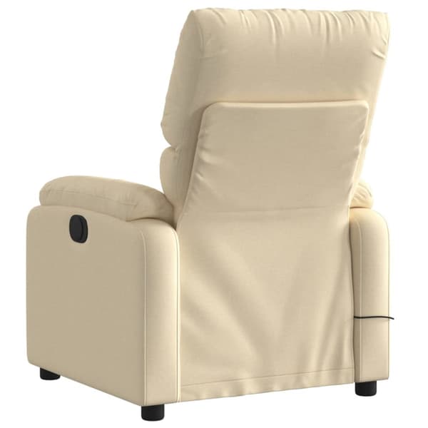 Massagefåtölj gräddvit tyg