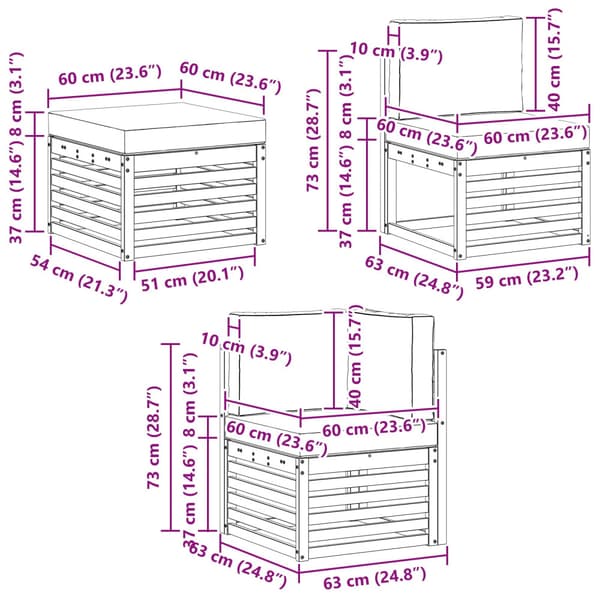 Utomhussoffset 8 pcs Vit och antracit 304 x 185,5 x 73 cm