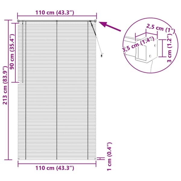 Persienn Svart 213 x 110 cm PVC