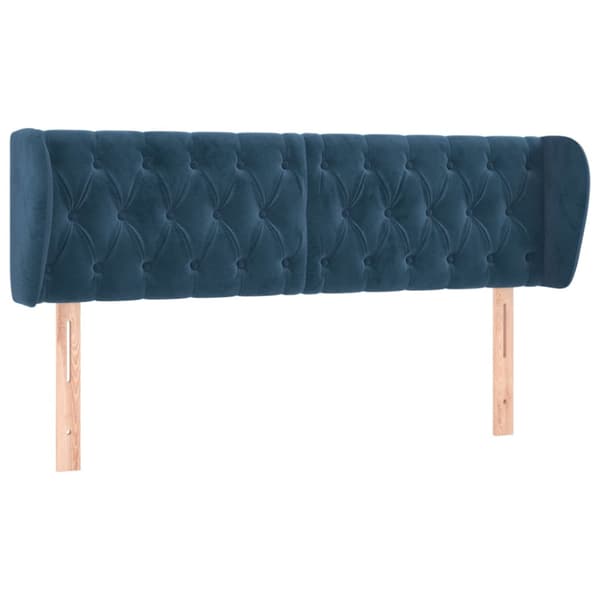 Sänggavel med kanter blå 147x23x78/88 cm sammet
