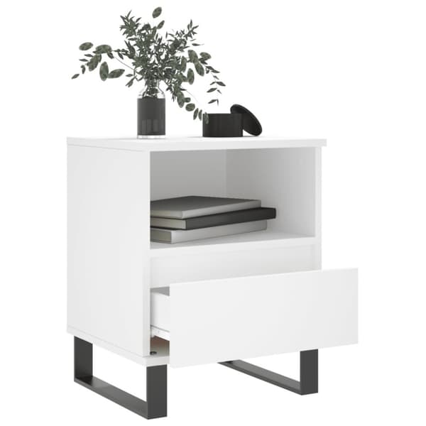 Sängbord vit 40x35x50 cm konstruerat trä
