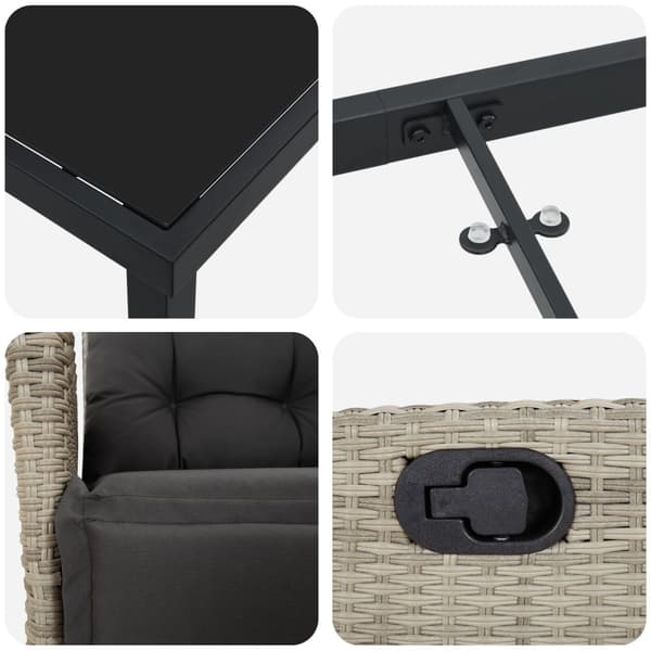 Trädgårdsmöbelset med kudde 5 pcs Ljusgrå konstrotting
