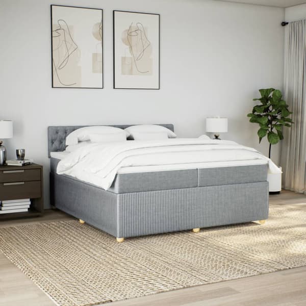 Ramsäng med madrass ljusgrå 200x200 cm tyg
