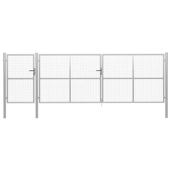 Trädgårdsgrind stål 500x150 cm silver