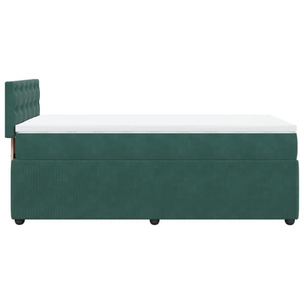 Ramsäng med madrass mörkgrön 90x200 cm sammet