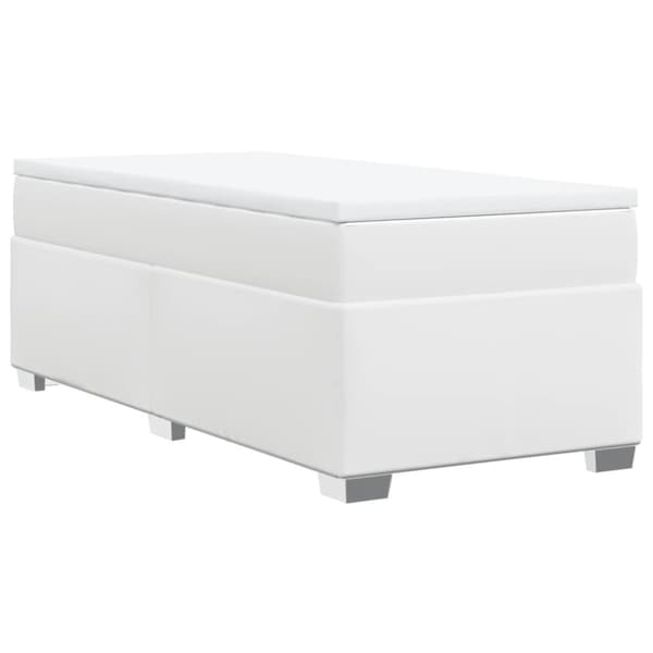 Ramsäng med madrass vit 100x200 cm konstläder