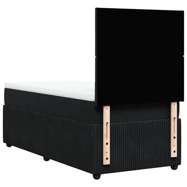 Ramsäng med madrass svart 90x190 cm sammet
