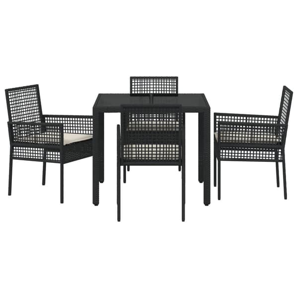 Trädgårdsmöbelset 5 pcs Svart konstrotting