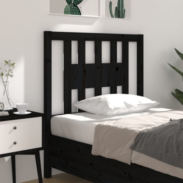 Sänggavel svart 106x4x100 cm massiv furu