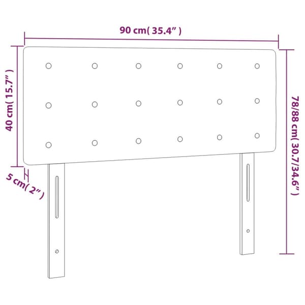 Sänggavel rosa 90x5x78/88 cm sammet