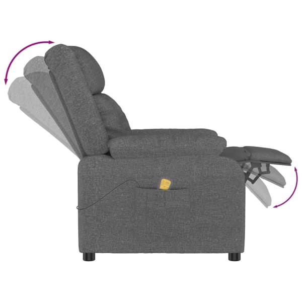 Massagefåtölj mörkgrå tyg