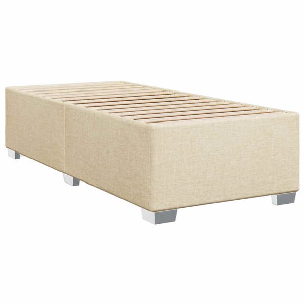 Boxspring säng med madrass och LED Gräddvit 90 x 190 cm Tyg