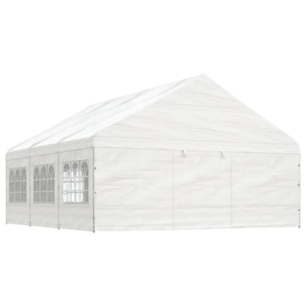 Paviljong med tak vit 6,69x5,88x3,75 m polyeten