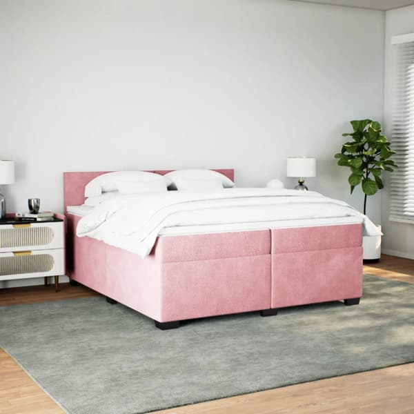 Ramsäng med madrass rosa 200x200 cm sammet