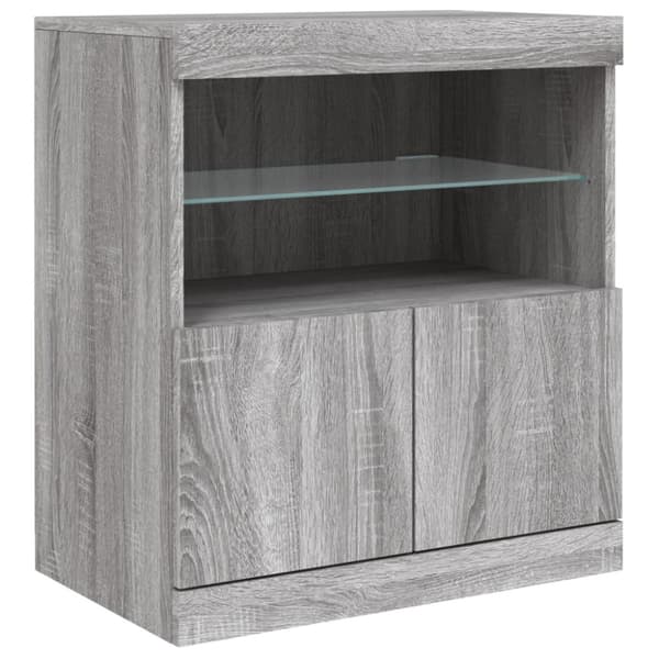 Skänk med LED-belysning grå sonoma 181,5x37x67 cm