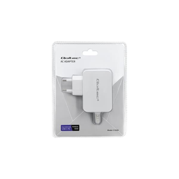 Qoltec strömadapter - USB-C - 65 watt
