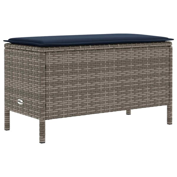 Möbelset med kudde 7 pcs Grå och Marinblå PE Rattan