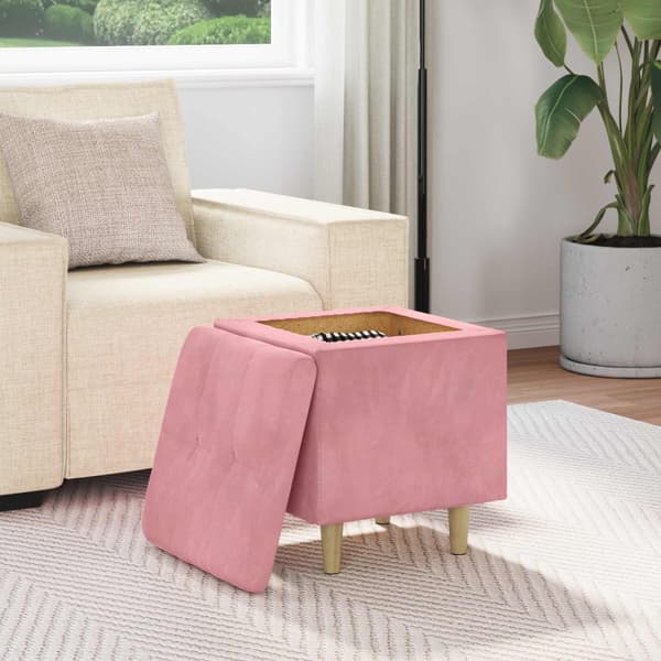 Ottoman med förvaring Rosa 40 x 40 x 45 cm Sammet